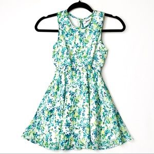 DKNY Blue and Yellow Floral Print Dress